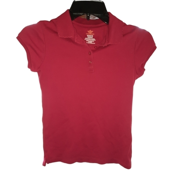 Dockers Girls Red Collared Blouse Size Medium - Picture 2 of 5